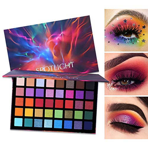 OCHILIMA Spotlight Paleta de sombras de ojos Profesional 40 colores Sombra de ojos Mate Brillo Paleta de maquillaje Polvo colorido altamente pigmentado Sombra de ojos impermeable de larga duración