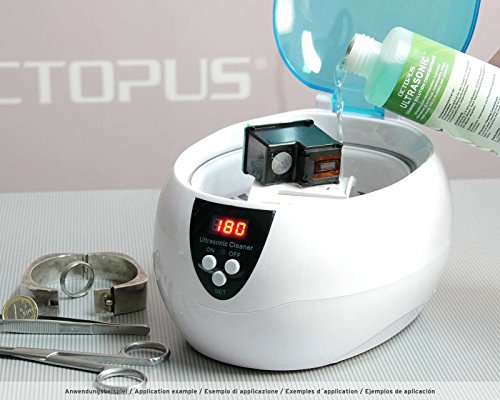 Octopus Limpiador Concentrado ultrasónico para la Limpieza de Joyas, Gafas, dentaduras, Metales Nobles y Cabezales de impresión en baño ultrasónico, 250ml.