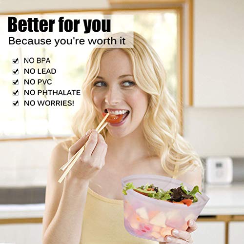 Odziezet Bolsas de Silicona Reutilizables para Alimentos con Cierre, Contenedor de Almacenamiento para Frutas Verduras Microondas Refrigerador Almuerzo Viaje Aptas para el Lavavajillas
