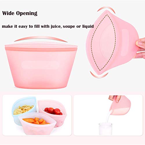 Odziezet Bolsas de Silicona Reutilizables para Alimentos con Cierre, Contenedor de Almacenamiento para Frutas Verduras Microondas Refrigerador Almuerzo Viaje Aptas para el Lavavajillas
