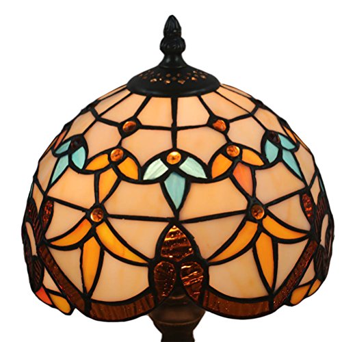 Odziezet Lámpara de Mesa 8 Pulgadas Estilo de Tiffany Europea Vintage Pastoral de Cristal Manchada Retro Lámpara de Mesita Dormitorio