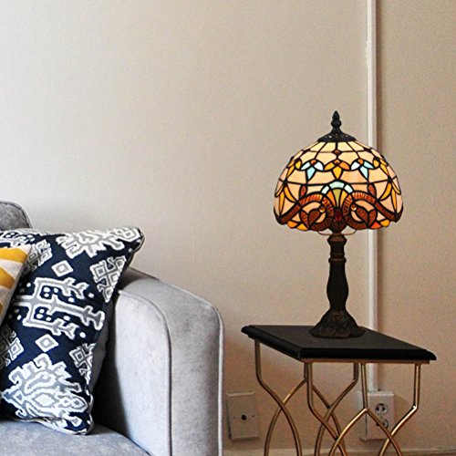 Odziezet Lámpara de Mesa 8 Pulgadas Estilo de Tiffany Europea Vintage Pastoral de Cristal Manchada Retro Lámpara de Mesita Dormitorio