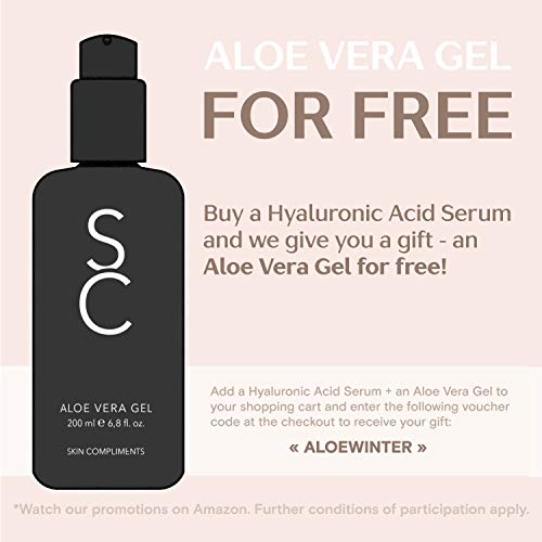 OFERTA DE LANZAMIENTO – Serum de ácido hialurónico – Vegano y de alta concentración – Gel hidratante anti-edad con Aloe Vera – Botella de vidrio opalino 100ml – Cosméticos naturales – Made in Germany