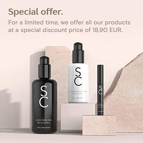 OFERTA DE LANZAMIENTO – Serum de ácido hialurónico – Vegano y de alta concentración – Gel hidratante anti-edad con Aloe Vera – Botella de vidrio opalino 100ml – Cosméticos naturales – Made in Germany