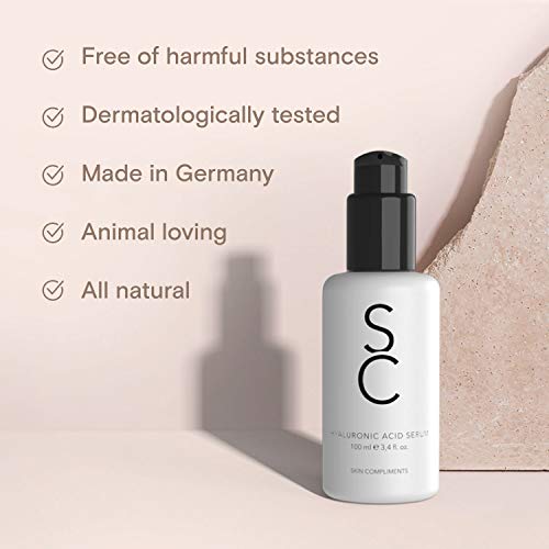 OFERTA DE LANZAMIENTO – Serum de ácido hialurónico – Vegano y de alta concentración – Gel hidratante anti-edad con Aloe Vera – Botella de vidrio opalino 100ml – Cosméticos naturales – Made in Germany