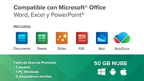 OfficeSuite Personal Compatible con Office Word Excel y PowerPoint® y PDF para PC Windows 10, 8.1, 8, 7 - licencia de 1 año, 1 usuario