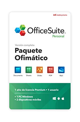 OfficeSuite Personal Compatible con Office Word Excel y PowerPoint® y PDF para PC Windows 10, 8.1, 8, 7 - licencia de 1 año, 1 usuario