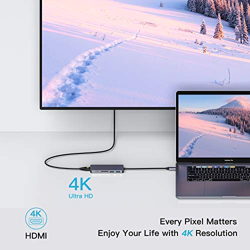 Ofima Hub USB C 5 en 1, Adaptador USB C con HDMI 4K, 2 USB 3.0 Puerto, 2 SD/TF Puerto, HDMI, para MacBook Pro, iPad Pro/Macbook Air 2018, Samsung S10/Note 9/S9/S8, Huawei P30/P20/Mate 20 Pro etc.