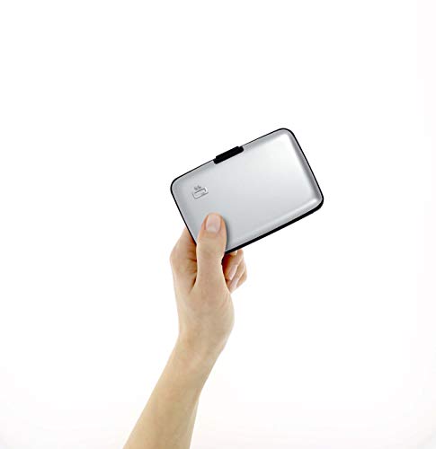 Ögon Smart Wallets - Stockholm Cartera Tarjetero - Protección RFID: Protege Tus Tarjetas de Robar - hasta 10 Tarjetas + Recetas + Notas - Aluminio anodizado (Plata)