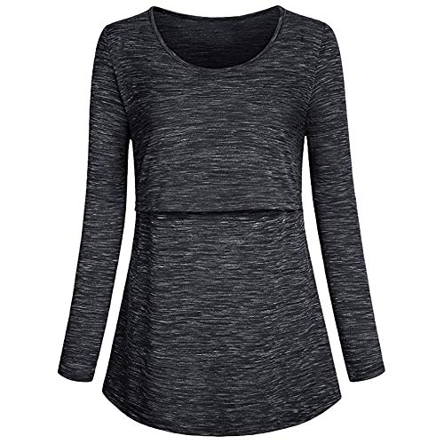 OHQ Camisetas Maternidad Mujeres De EnfermeríA Mangas Largas Casual Top Ropa De Lactancia Negro Blanco Gris Azul Rojo Blusa Sudadera