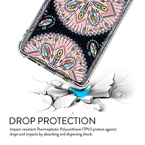 Oihxse Cristal Compatible con Xiaomi Mi CC9 Pro/Redmi Note 10/10Pro Funda Transparente TPU Silicona Estuche Airbag Esquinas Anti-Choque Anti Rasguños Diseño Rosa Flower Caso (Flores B1)