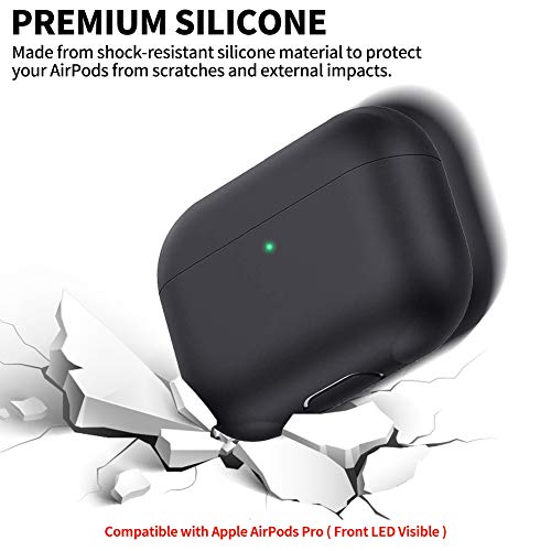 OKZone Funda AirPods de Silicona Compatible con AirPods Pro 2019, Funda de Silicona a Prueba de Golpes para Airpods [Frontal LED Visible] (Negro)