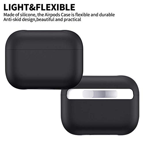 OKZone Funda AirPods de Silicona Compatible con AirPods Pro 2019, Funda de Silicona a Prueba de Golpes para Airpods [Frontal LED Visible] (Negro)