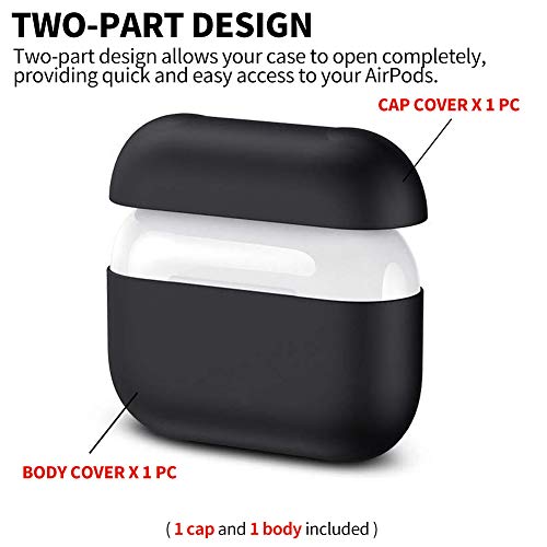 OKZone Funda AirPods de Silicona Compatible con AirPods Pro 2019, Funda de Silicona a Prueba de Golpes para Airpods [Frontal LED Visible] (Negro)