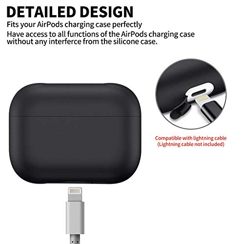 OKZone Funda AirPods de Silicona Compatible con AirPods Pro 2019, Funda de Silicona a Prueba de Golpes para Airpods [Frontal LED Visible] (Negro)