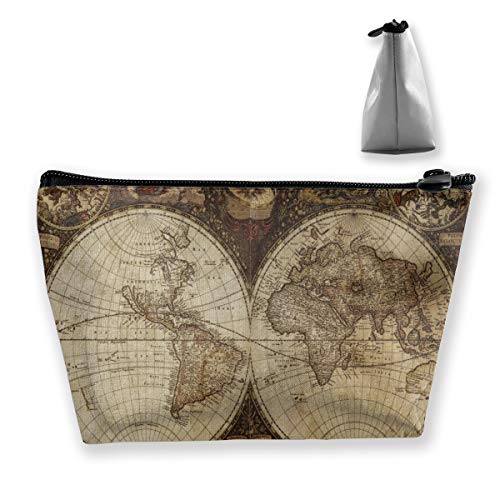 Old World Map Drawn In s Nostalgic Style Art Travel Cosmetic Case Box Portable Train Cases for Cosmetics