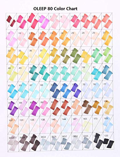 OLEEP 80 Colores Art Markers Rotulador permanente de graffiti con doble punta, para dibujar bocetos de arte, pintar, colorear y subrayar