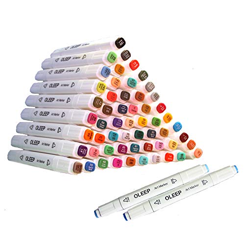 OLEEP 80 Colores Art Markers Rotulador permanente de graffiti con doble punta, para dibujar bocetos de arte, pintar, colorear y subrayar