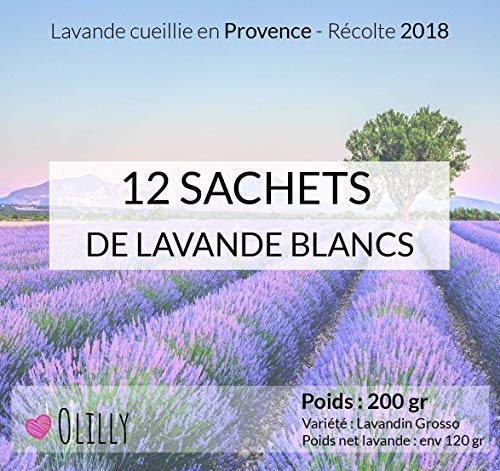 OLILLY Cosecha 2019-12 x Saquitos de Lavanda de Provenza (Blanco, 12 Saquitos)