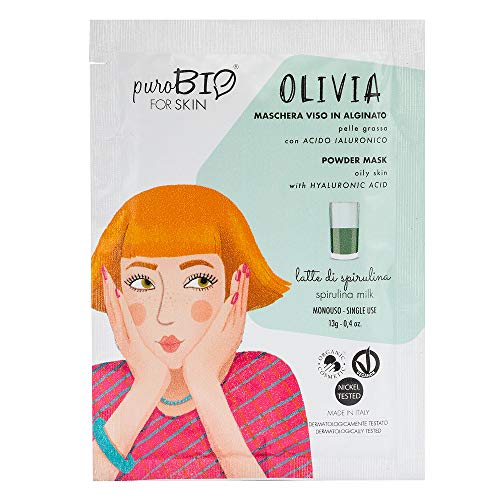Olivia Mascarilla peel-off para pieles grasas con Acido hialuronico Leche de espirulina 13g PuroBIo