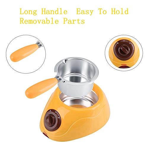 Olla eléctrica de chocolate Fondue de chocolate/queso Candy Melting Pot con juego de moldes de bricolaje Temperatura ajustable de 2 niveles para chocolate, caramelo Calentador, Chocolatier(Amarillo)