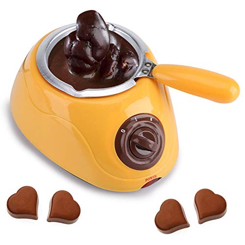 Olla eléctrica de chocolate Fondue de chocolate/queso Candy Melting Pot con juego de moldes de bricolaje Temperatura ajustable de 2 niveles para chocolate, caramelo Calentador, Chocolatier(Amarillo)