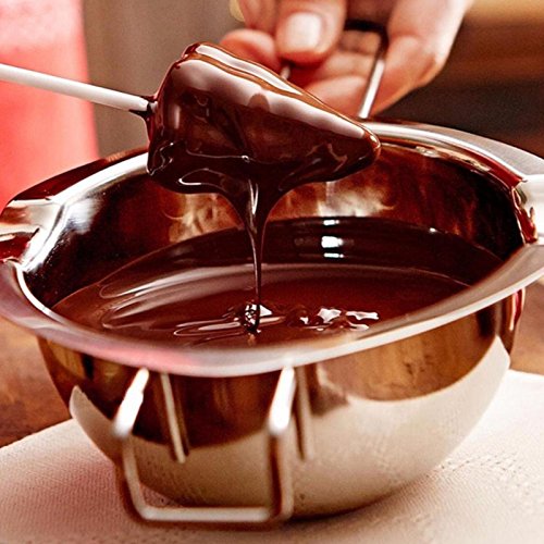 Olla para derretir de acero inoxidable universal con doble caldera, doble boquilla, mango resistente al calor, parte inferior plana, mantequilla derretida, chocolate y queso caramelo