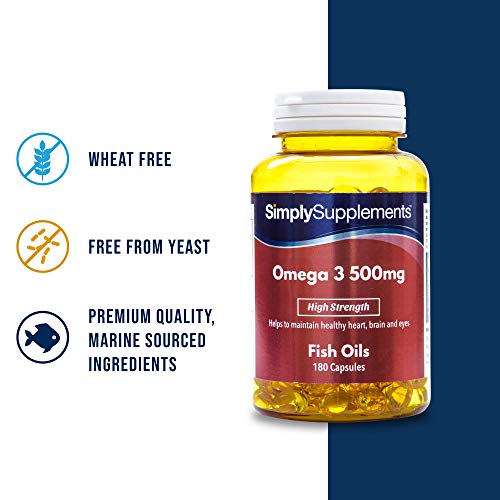 Omega 3 500mg - ¡Bote para 1 año ! -360 cápsulas - Con DHA y EPA - SimplySupplements