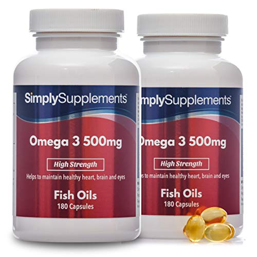 Omega 3 500mg - ¡Bote para 1 año ! -360 cápsulas - Con DHA y EPA - SimplySupplements