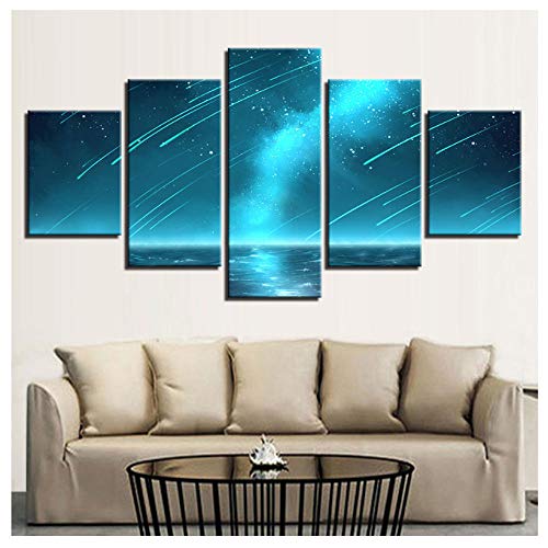 ONEAM Impresiones en Lienzo Imágenes Arte de la Pared Decoración del hogar 5 Piezas Meteoro Vía Láctea Paisaje Pintura Cartel abstracto-30X40Cmx2 30X60Cmx2 30X80Cmx1 Sin Marco