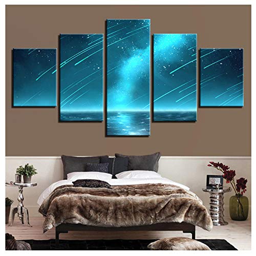 ONEAM Impresiones en Lienzo Imágenes Arte de la Pared Decoración del hogar 5 Piezas Meteoro Vía Láctea Paisaje Pintura Cartel abstracto-30X40Cmx2 30X60Cmx2 30X80Cmx1 Sin Marco