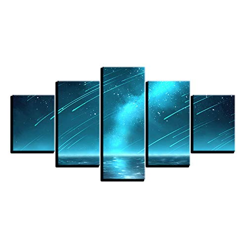 ONEAM Impresiones en Lienzo Imágenes Arte de la Pared Decoración del hogar 5 Piezas Meteoro Vía Láctea Paisaje Pintura Cartel abstracto-30X40Cmx2 30X60Cmx2 30X80Cmx1 Sin Marco