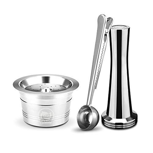 ONEVER Cápsulas de café Taza de café de acero reutilizable para K-Fee Caffitaly con cepillo de limpieza de cuchara de plástico Anillos de silicona