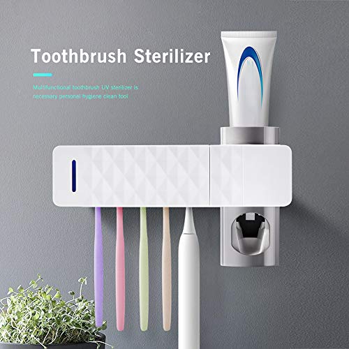ONEVER Porta Cepillo de Dientes Esterilizador de Cepillo de Dientes Soporte de Almacenamiento Automático de Cepillo de Dientes Automático Montado en la Pared para el Baño, Niños de Antibacteria