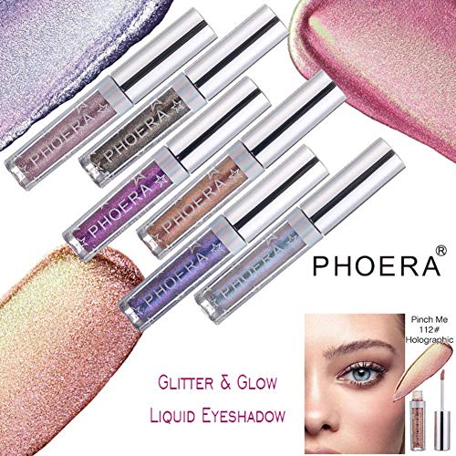 Onewell Maquillaje de sombra de ojos líquido de 12 colores Brillo brillante de larga duración Etiqueta engomada de sombra de ojos Shimmer y Shine impermeable Pigmentos metálicos