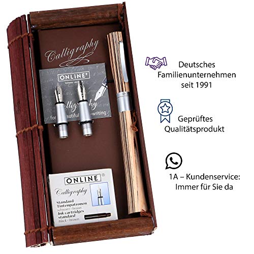 Online Newood 37713 - Pluma estilográfica de 1,4 mm con 2 punteras de recambio de 0,8 mm y 18 mm, cartucho de tinta y caja de madera