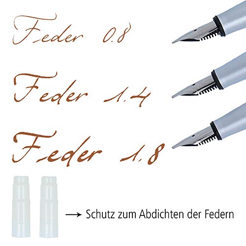 Online Newood 37713 - Pluma estilográfica de 1,4 mm con 2 punteras de recambio de 0,8 mm y 18 mm, cartucho de tinta y caja de madera