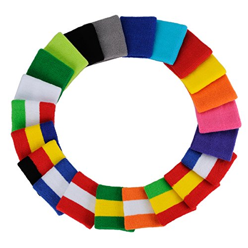 OnUpgo Diadema Deportiva muñequeras de Sudadera de Rizo con Rayas para la Cabeza/muñequera Set Athletic Ejercicio Baloncesto Diademas Absorbe la Humedad Sudor Banda de Sudor, WRIS2 - Blue