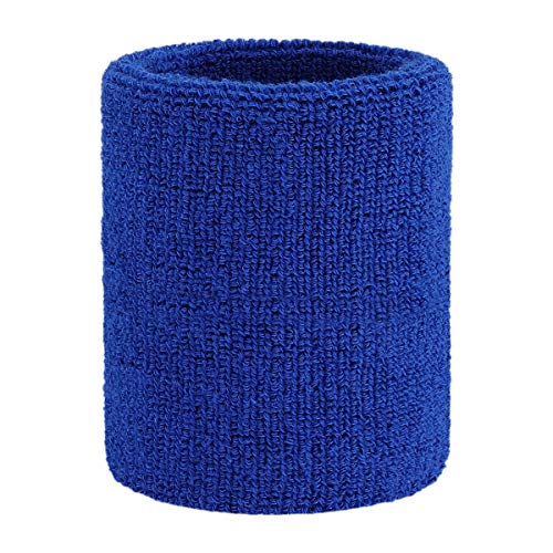 OnUpgo Diadema Deportiva muñequeras de Sudadera de Rizo con Rayas para la Cabeza/muñequera Set Athletic Ejercicio Baloncesto Diademas Absorbe la Humedad Sudor Banda de Sudor, WRIS2 - Blue
