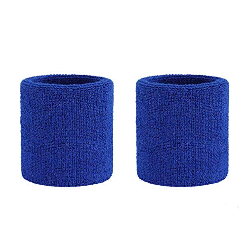 OnUpgo Diadema Deportiva muñequeras de Sudadera de Rizo con Rayas para la Cabeza/muñequera Set Athletic Ejercicio Baloncesto Diademas Absorbe la Humedad Sudor Banda de Sudor, WRIS2 - Blue