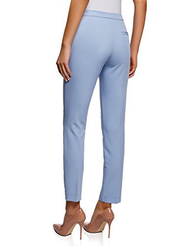 oodji Collection Mujer Pantalones Clásicos Ajustados, Azul, ES 38 / S