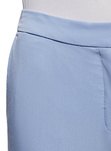 oodji Collection Mujer Pantalones Clásicos Ajustados, Azul, ES 38 / S