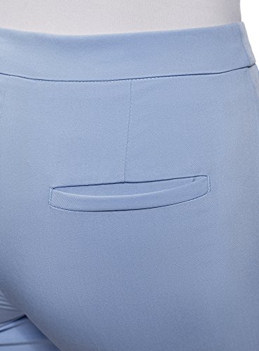 oodji Collection Mujer Pantalones Clásicos Ajustados, Azul, ES 38 / S