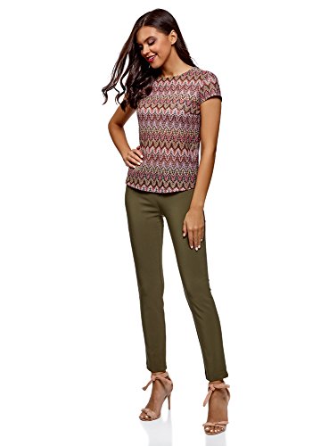 oodji Ultra Mujer Pantalones Ajustados con Cintura Elástica, Verde, ES 34 / XXS