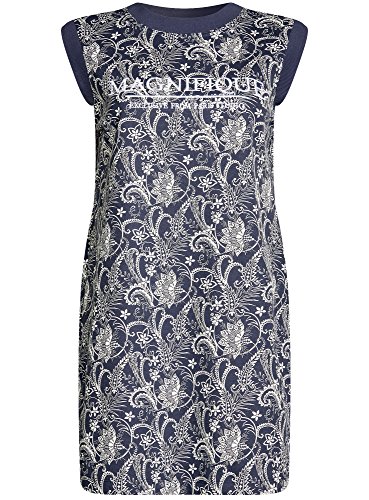 oodji Ultra Mujer Vestido Recto de Algodón, Azul, ES 40 / M