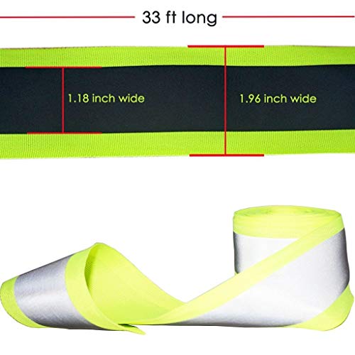 OOKOO - Cinta de seguridad reflectante de tela apta para coser a la ropa con área reflectante grande, color verde, 33 ft, Green-33ft