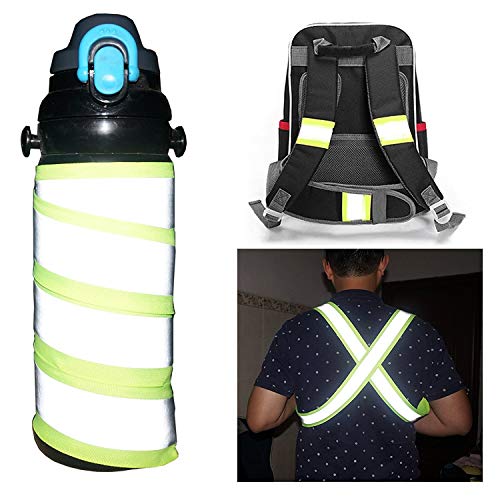 OOKOO - Cinta de seguridad reflectante de tela apta para coser a la ropa con área reflectante grande, color verde, 33 ft, Green-33ft