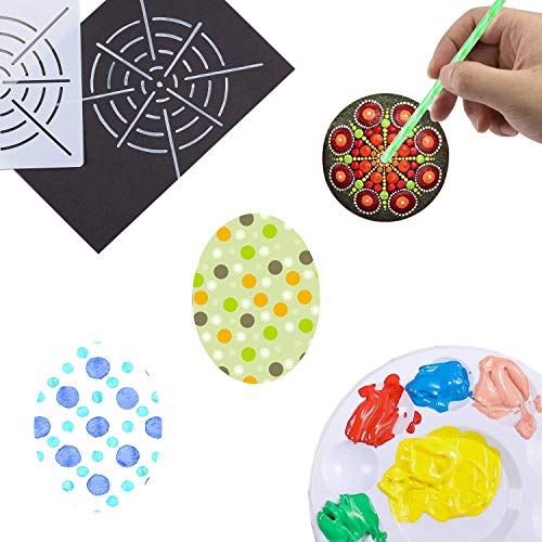 OOTSR 29 piezas kits de pintura Mandala, pincel de pintura, puntos para arte mandala, lienzo/pintura en roca, arte de pared, arte de uñas, niños pintando