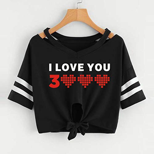 OPAKY Mujeres I Love You 3000 Veces una Camiseta Corta de Manga Corta Blusa Informal I Love You 3000 Times Tops Casuales Camisa del O-Cuello Top De La Moda Mujer De Camiseta Tops Mujer Verano