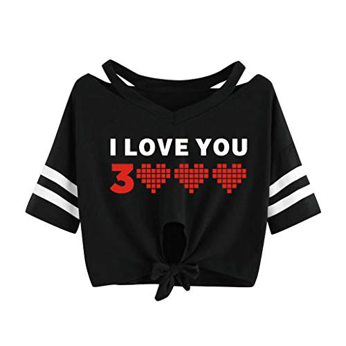 OPAKY Mujeres I Love You 3000 Veces una Camiseta Corta de Manga Corta Blusa Informal I Love You 3000 Times Tops Casuales Camisa del O-Cuello Top De La Moda Mujer De Camiseta Tops Mujer Verano